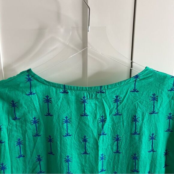 NWT LulaSoul Green 100% cotton Sequined Shift dress Palm‎ Tree Large - Picture 10 of 13